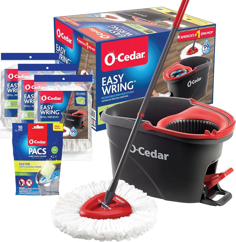 o cedar System Easy Wring Spin Mop & Bucket with 3 Extra Refills with Citrus Pac (Variety Pack) - Image 1